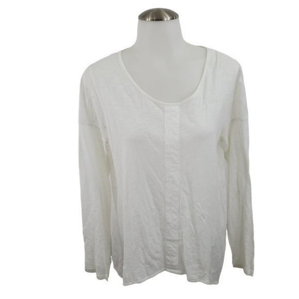 Sundance Top S Dot Sheer White Scoop Long‎ Sleeve T